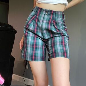 plaid high waisted shorts